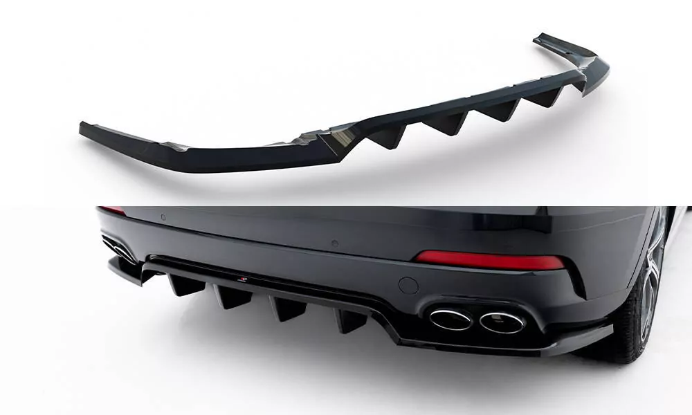 Hinten Splitter (mit Einem Vertikalem Balken) Maserati Levante GT Mk1 Facelift Schwarz Hochglanz