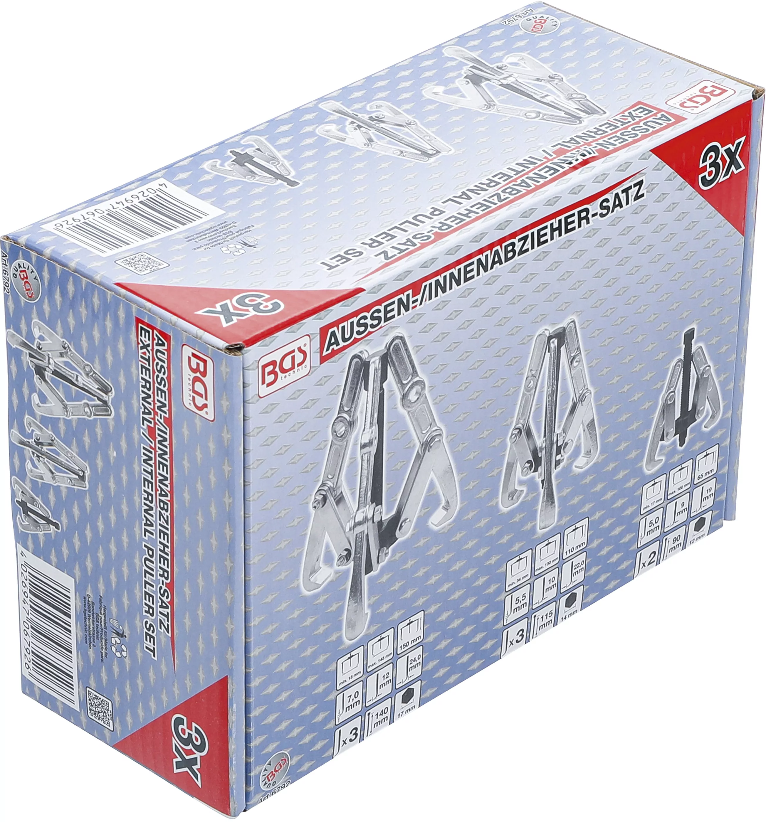 Abzieher-Satz, 2-/3-armig | 100 / 120 / 150 mm | 3-tlg.