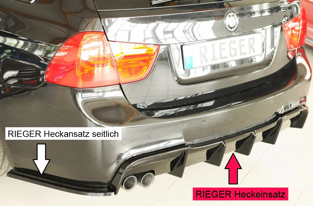Rieger Heckeinsatz glanz schwarz für BMW 3er E91 Touring 09.08- (ab Facelift) LCI