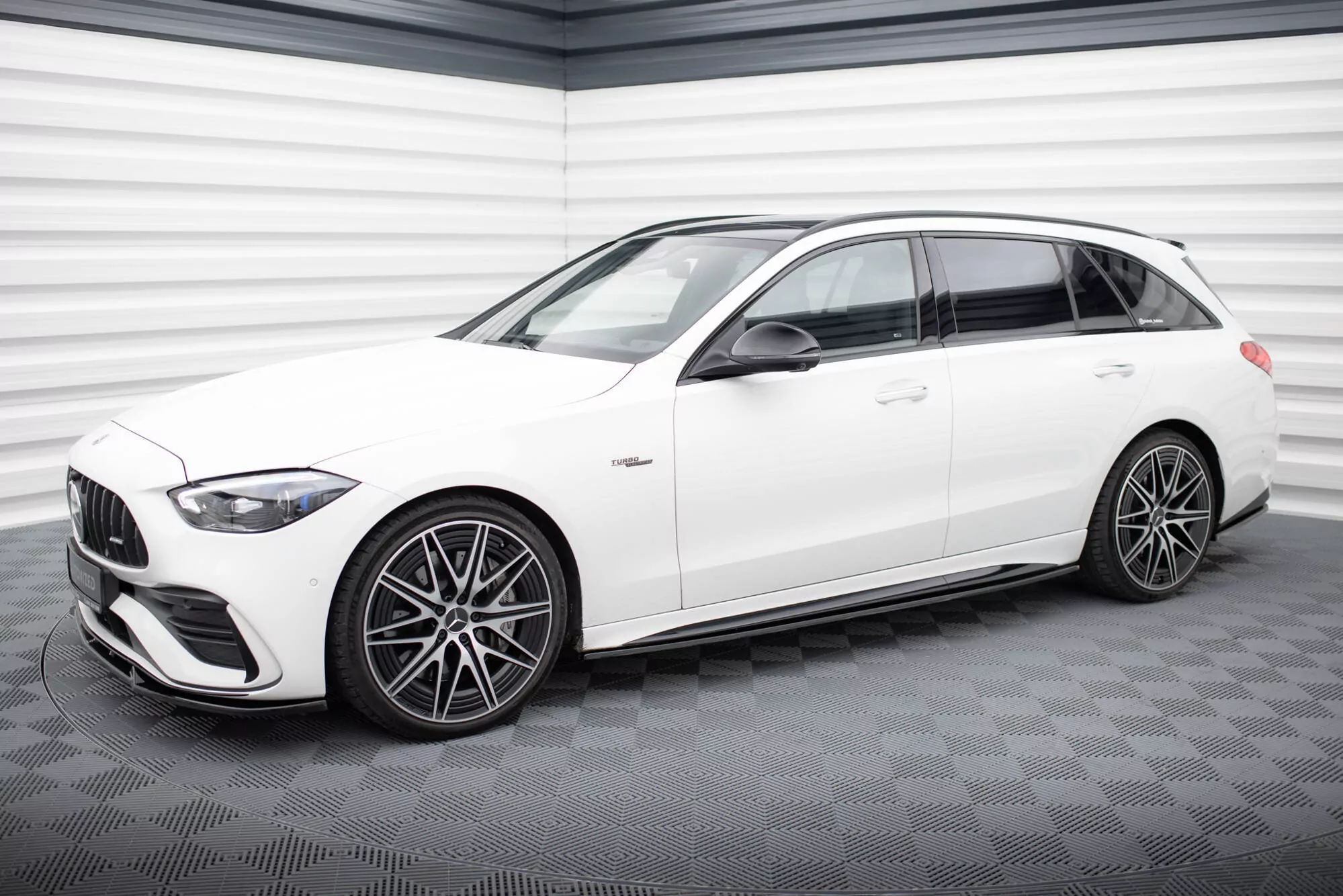 Seitenschweller Ansatz Für Mercedes-Benz C AMG-Line / 43 AMG W206 Schwarz Hochglanz