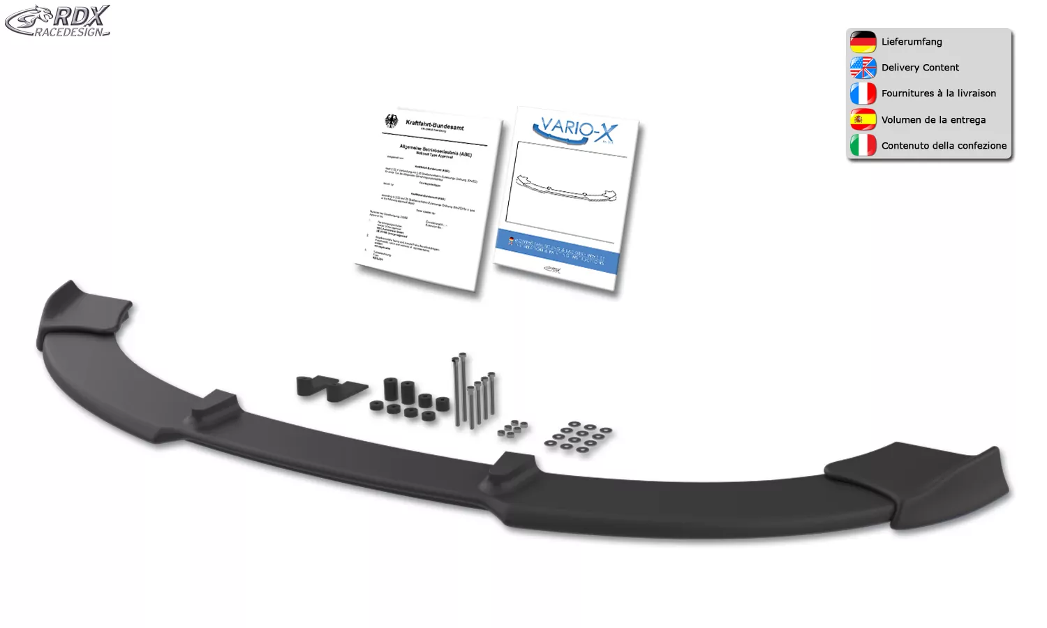 RDX Frontspoiler VARIO-X für FORD Fiesta ST MK6 JH1 JD3 Frontlippe Front Ansatz Vorne Spoilerlippe