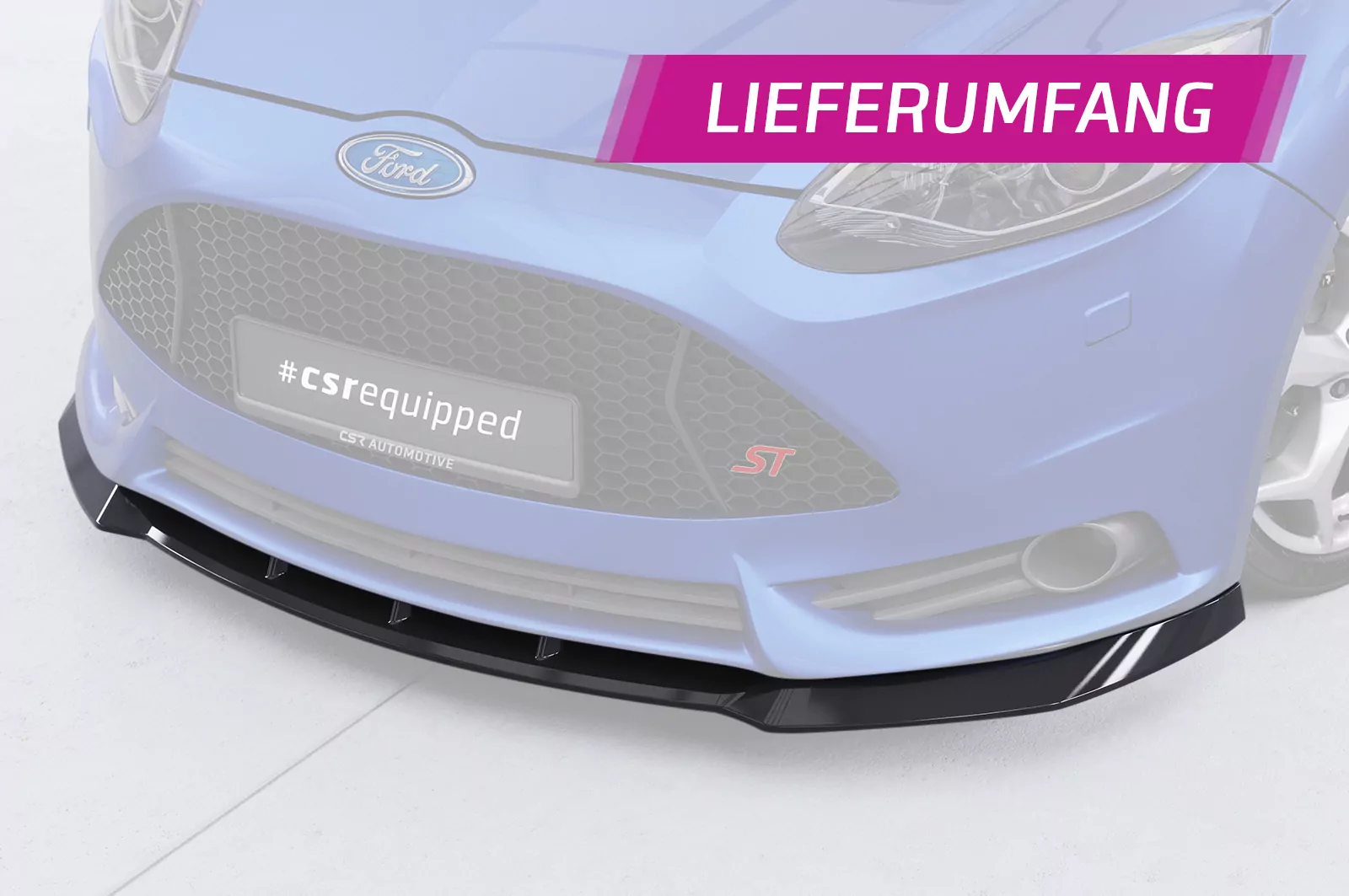 Cup-Spoilerlippe mit ABE für Ford Focus MK3 ST CSL491 Strukturiert (schwarz matt)