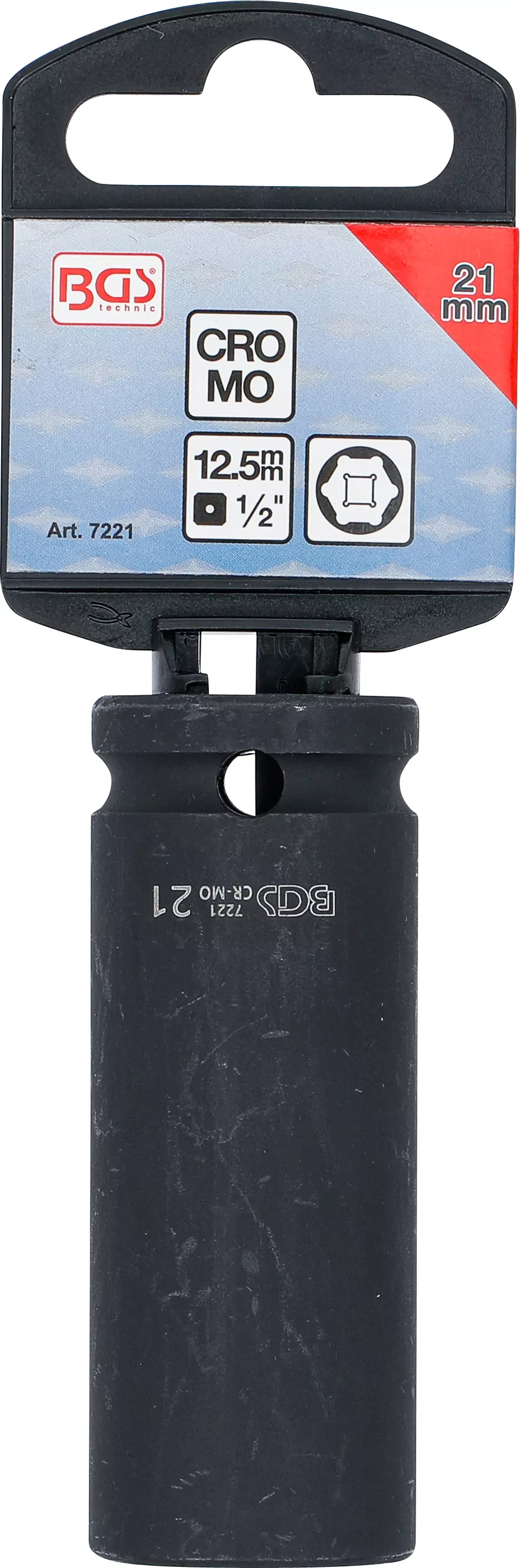 Kraft-Steckschlüssel-Einsatz Sechskant, tief | Antrieb Innenvierkant 12,5 mm (1/2") | SW 21 mm