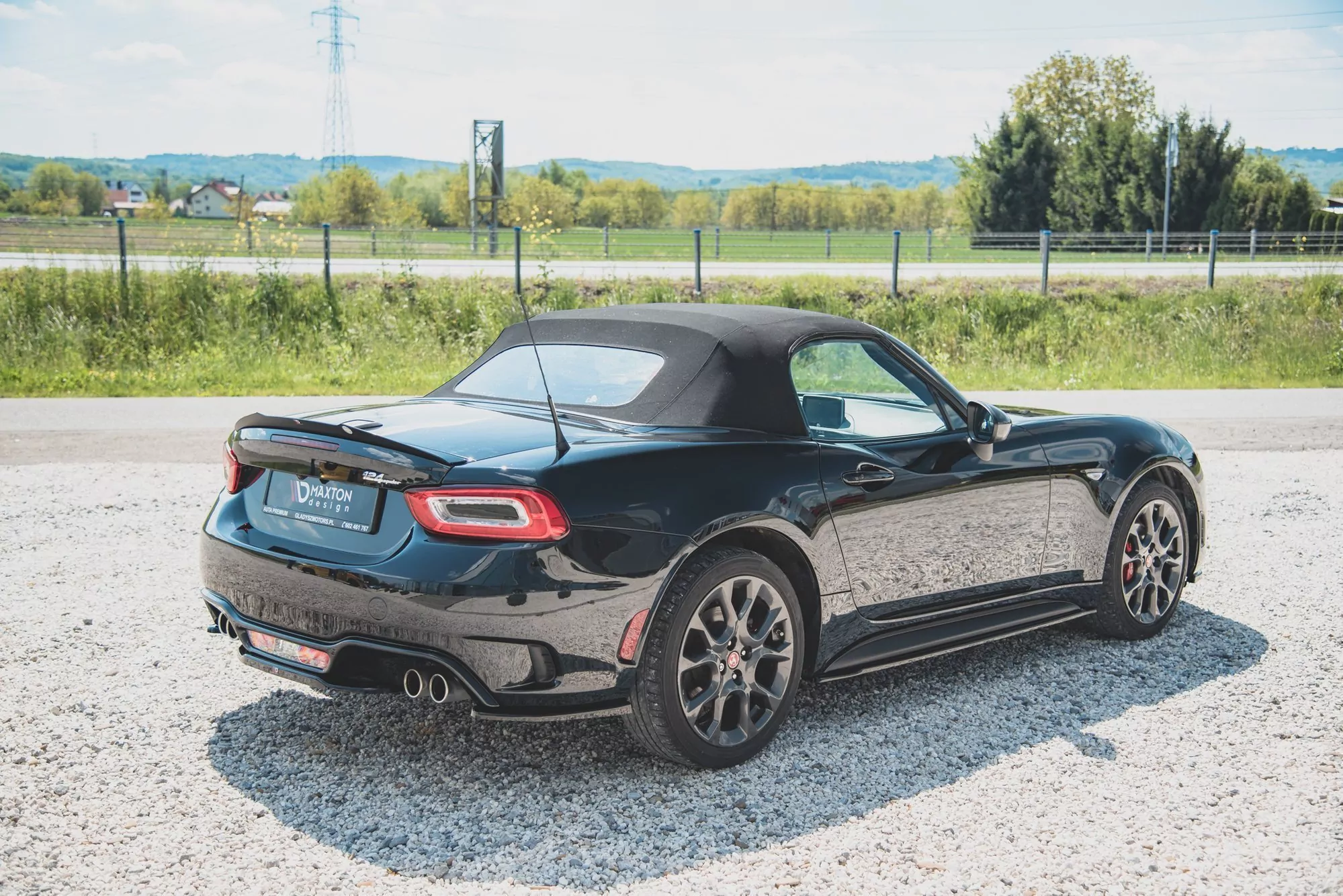 Heck Ansatz Flaps Diffusor Passend Für Fiat 124 Spider Abarth Schwarz Hochglanz