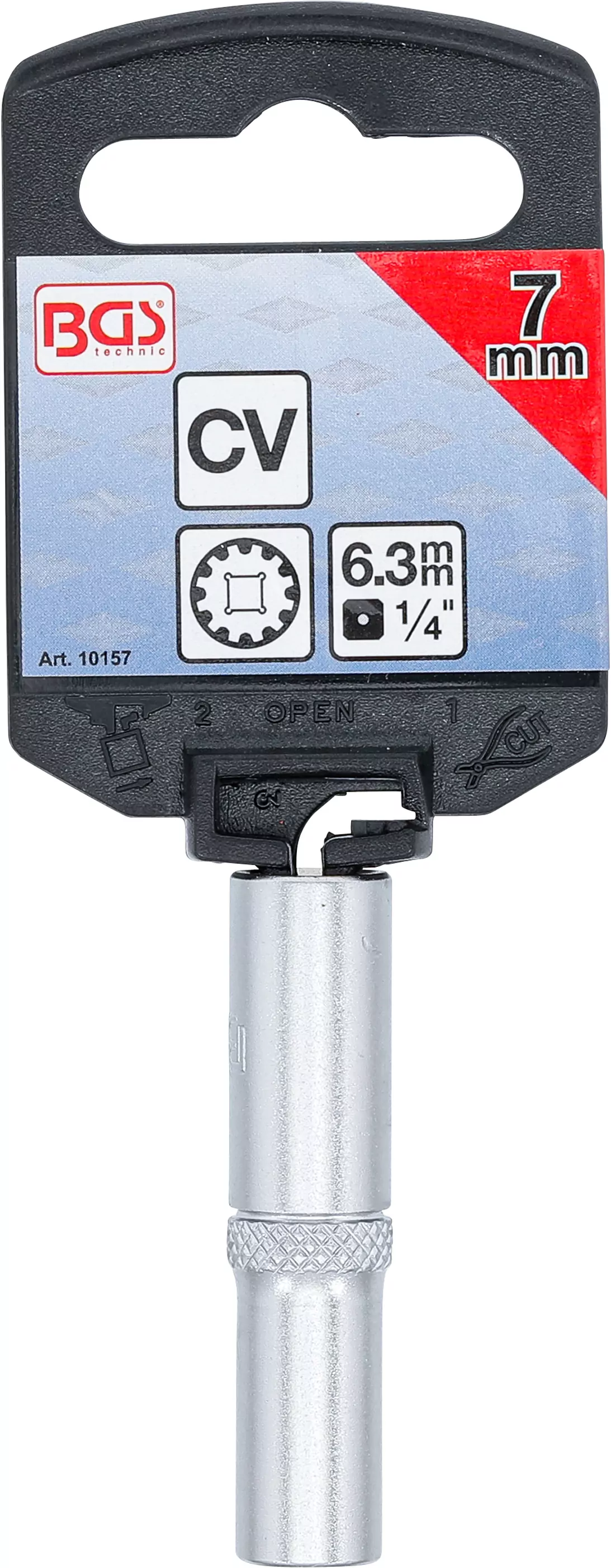 Steckschlüssel-Einsatz Gear Lock, tief | Antrieb Innenvierkant 6,3 mm (1/4") | SW 7 mm