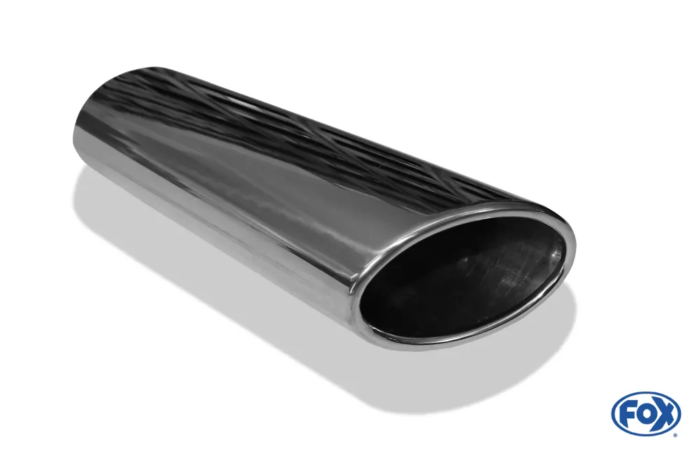 Anschweißendrohr Typ 38 - Links  106x71 mm / Länge: 300 mm - oval  - seitlich nach links abgeschrägt / eingerollt / ohne Absorber