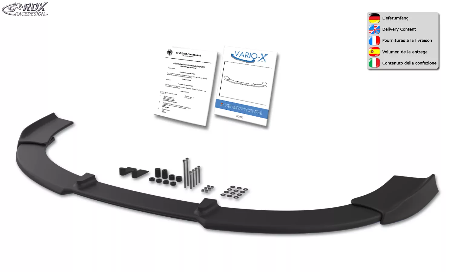 RDX Frontspoiler VARIO-X für VW Passat B6 / 3C R36 Frontlippe Front Ansatz Vorne Spoilerlippe