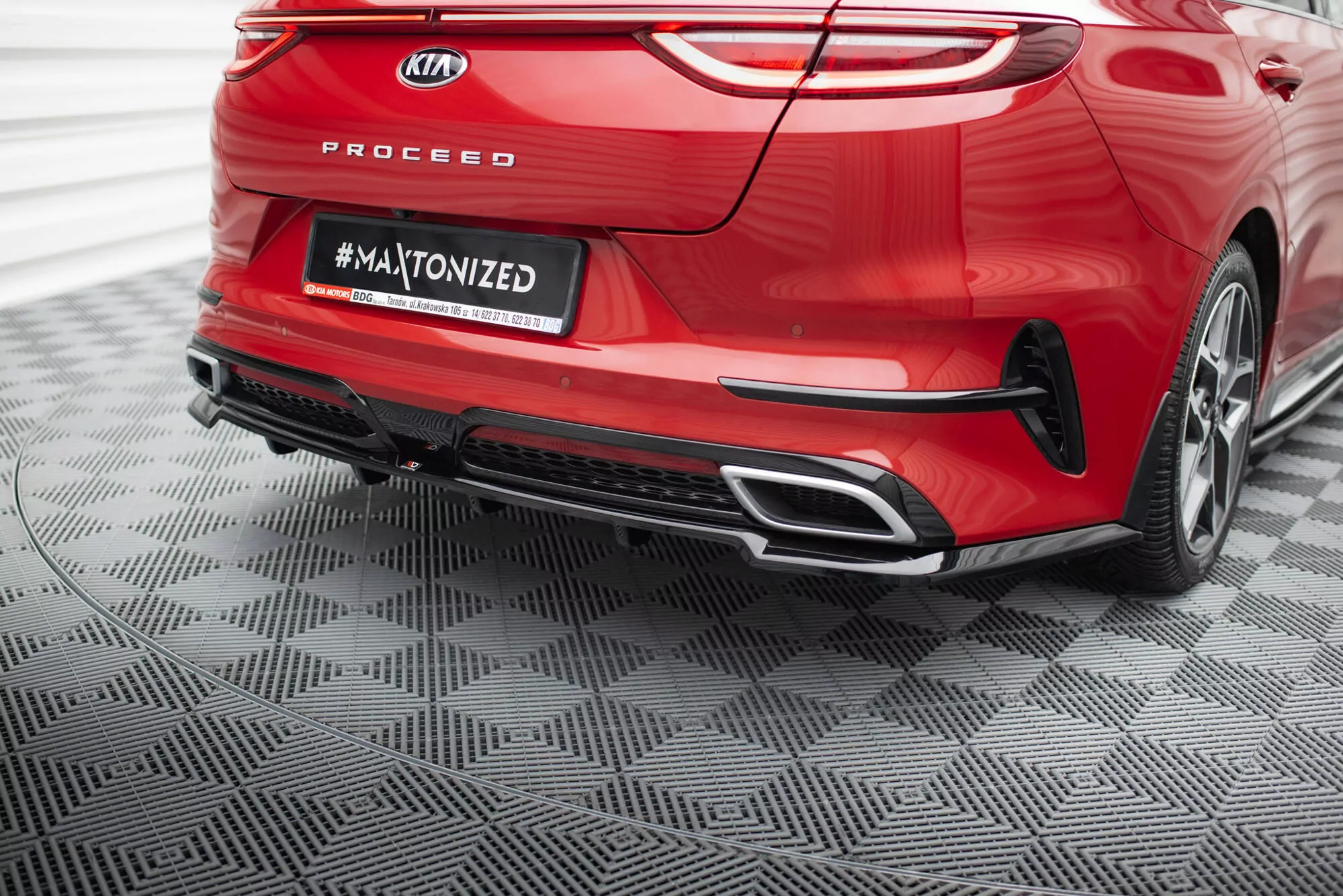 Mittlerer Diffusor Heck Ansatz DTM Look Für Kia ProCeed GT-Line Mk1  Schwarz Hochglanz