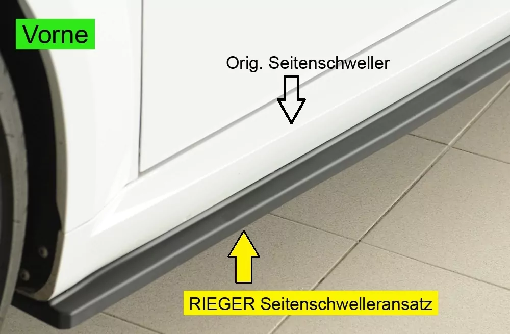 Rieger Seitenschweller links ansatz (ca. 19mm) matt schwarz für Audi TTS (8J-FV/8S) Roadster 07.14-08.18 (bis Facelift)
