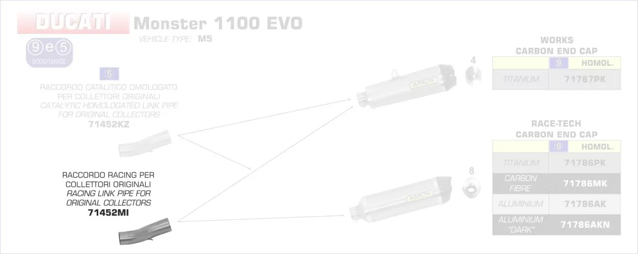 71452MI-Arrow Zwischenrohr Für Originalkrümmer Ducati MONSTER 1100 EVO 11-13