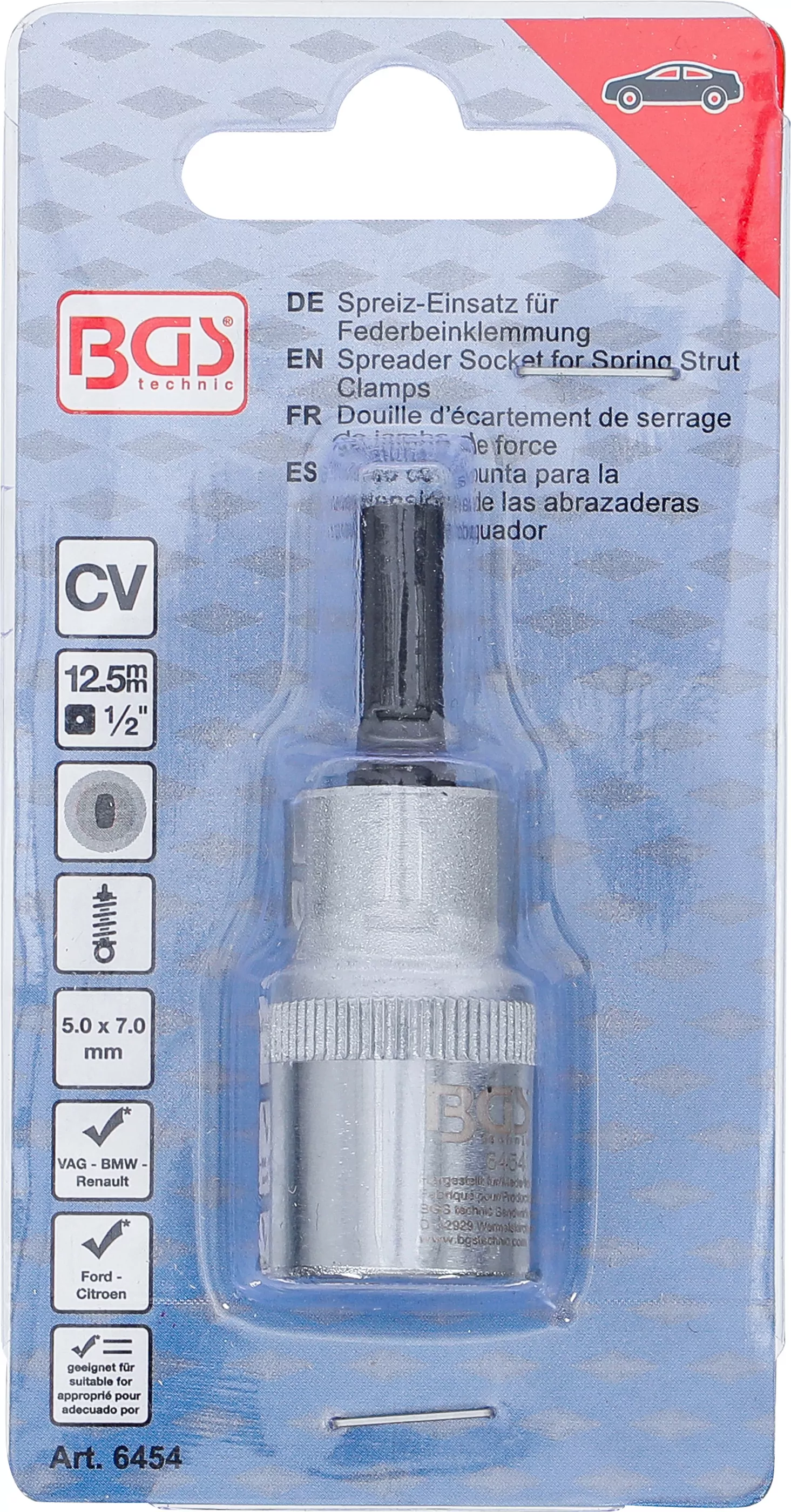 Spreiz-Einsatz für Federbeinklemmung | Antrieb Innenvierkant 12,5 mm (1/2") | 5 x 7 mm