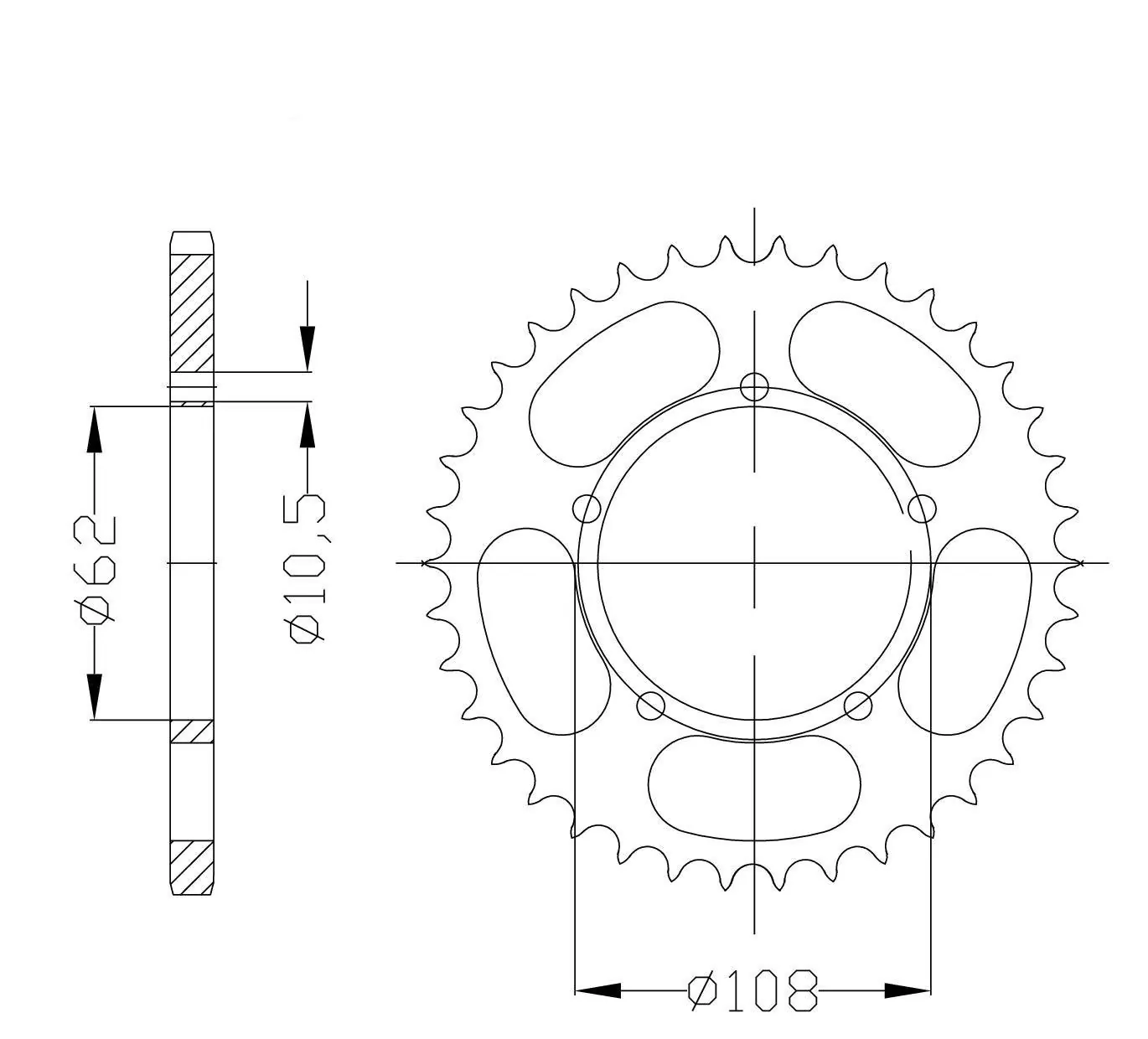 Kettenrad Stahl 50 Zähne Teilung 428