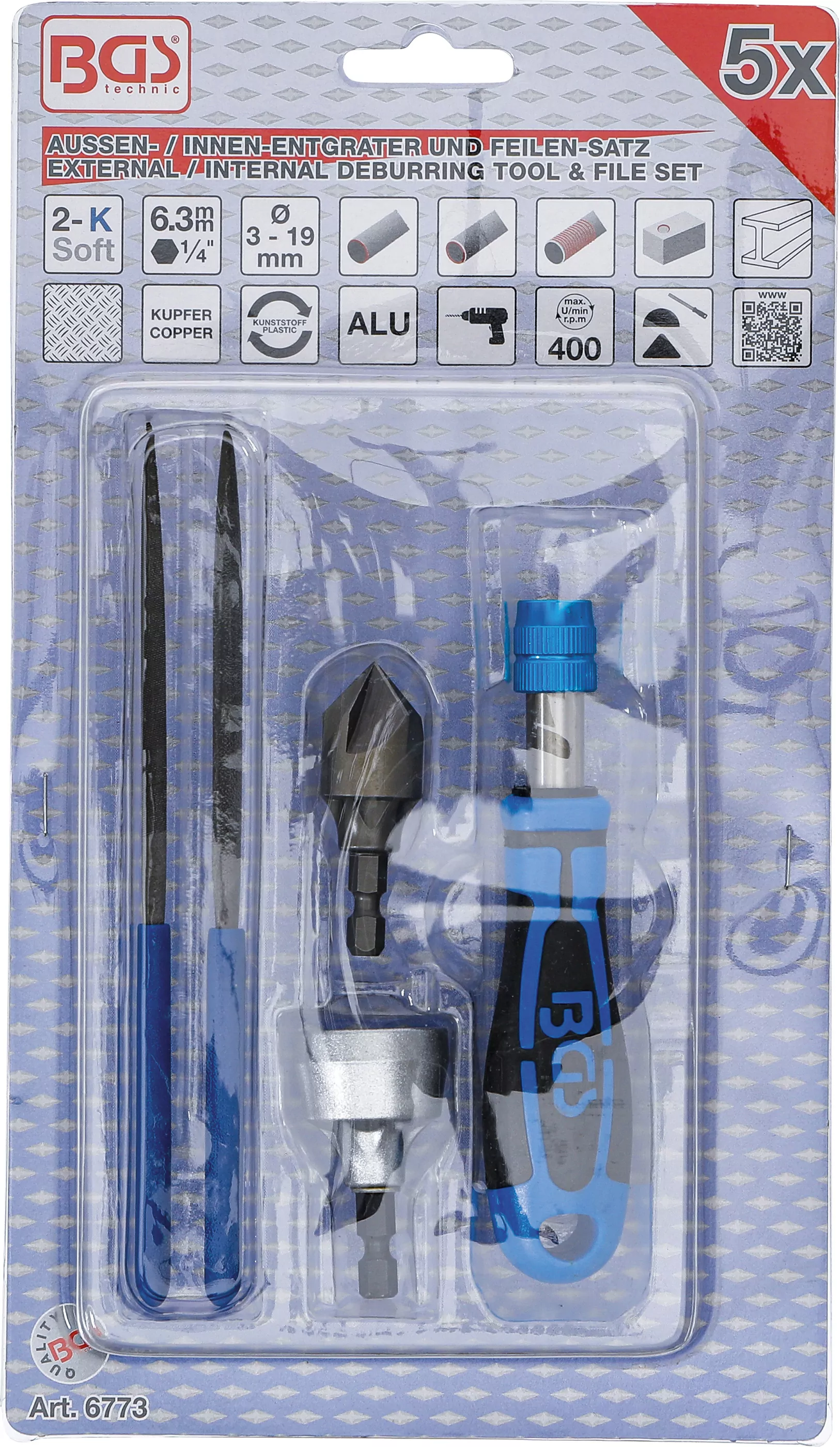 Außen- / Innen-Entgrater und Feilen-Satz | 5-tlg.