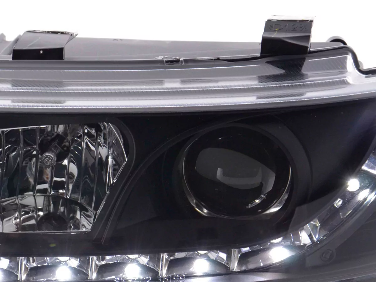 Scheinwerfer Set Daylight LED TFL-Optik Seat Leon Typ 1M Bj. 99-05 schwarz