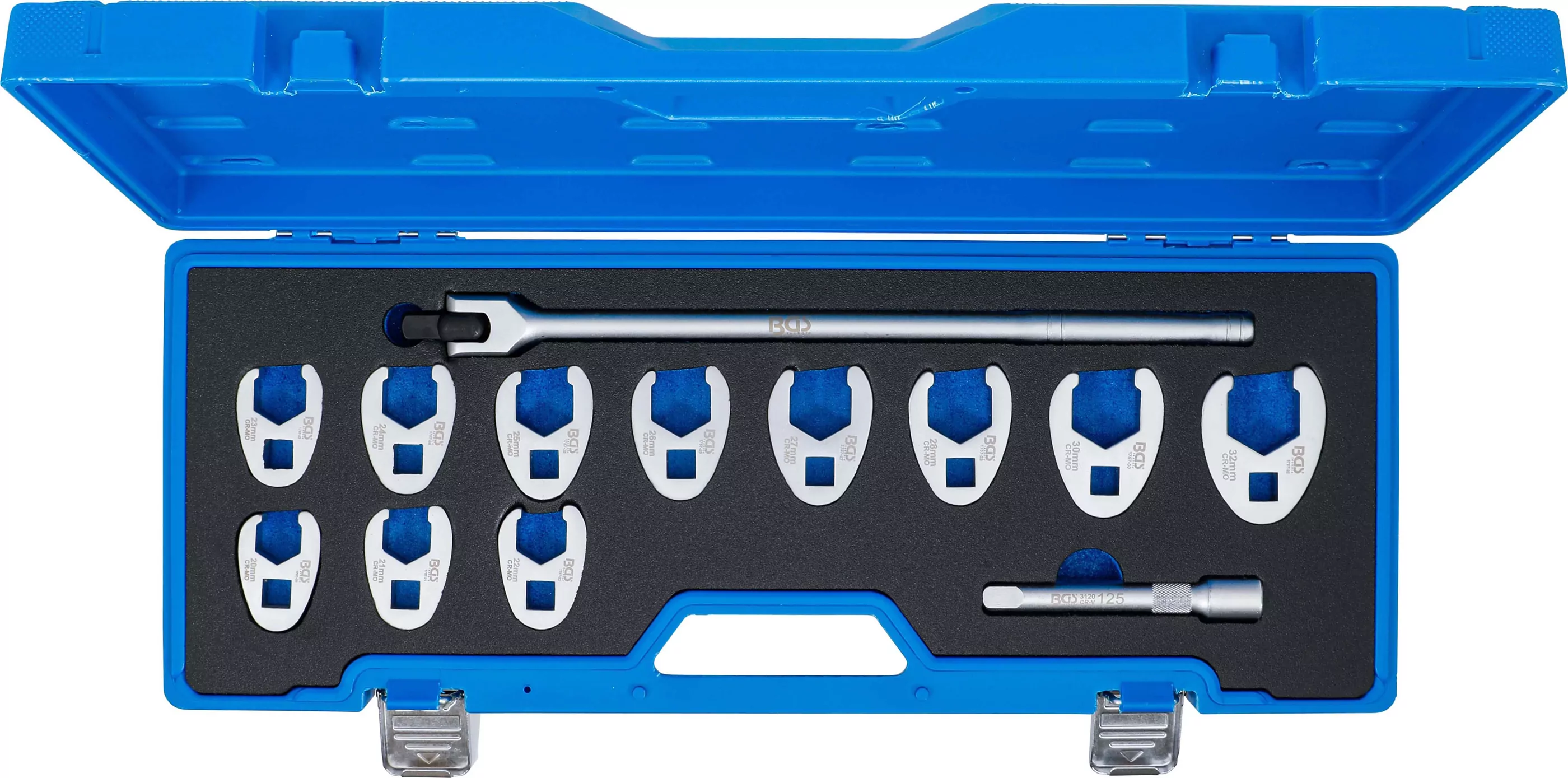 Hahnenfußschlüssel-Satz | Antrieb Innenvierkant 12,5 mm (1/2") | 12,5 mm (1/2") | SW 20 - 32 mm | 13-tlg.