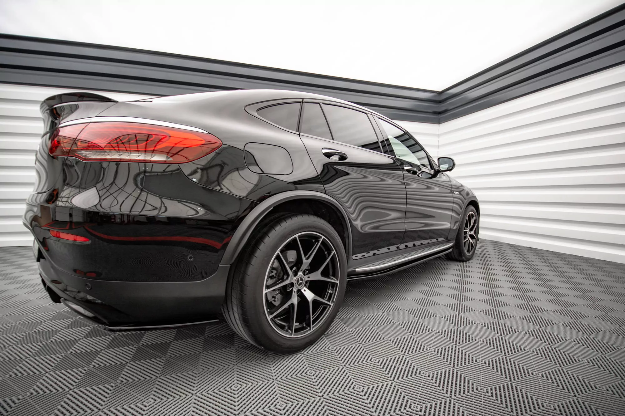 Seitenschweller Ansatz Für V.1 Für Mercedes-Benz GLC Coupe AMG-Line C253 Facelift Schwarz Hochglanz