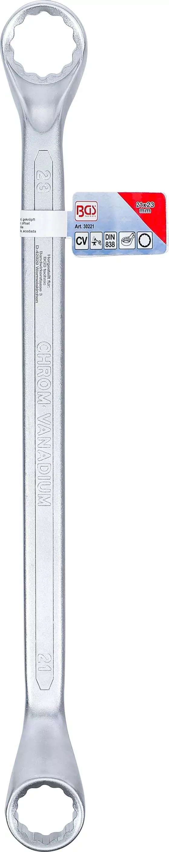 Doppel-Ringschlüssel | tief gekröpft | SW 21 x 23 mm