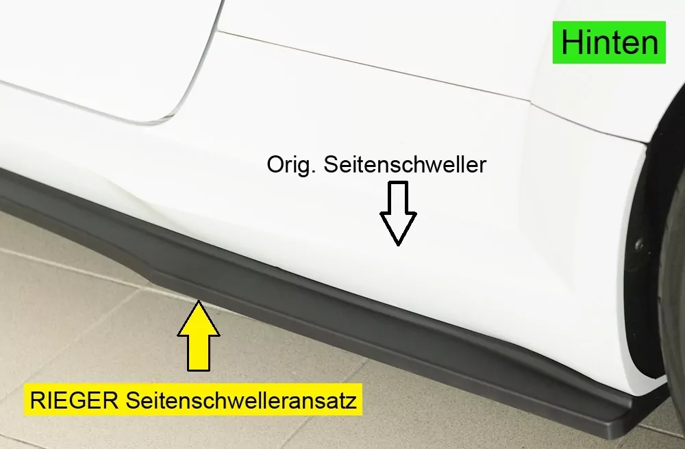 Rieger Seitenschweller links ansatz (ca. 19mm) matt schwarz für Audi TTS (8J-FV/8S) Roadster 07.14-08.18 (bis Facelift)