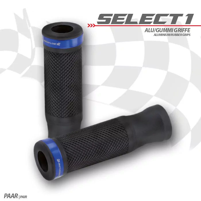 Griffgummiset "Select1" | 7/8"-22mm | schwarz Zierring blau | Länge: 120 mm | offen