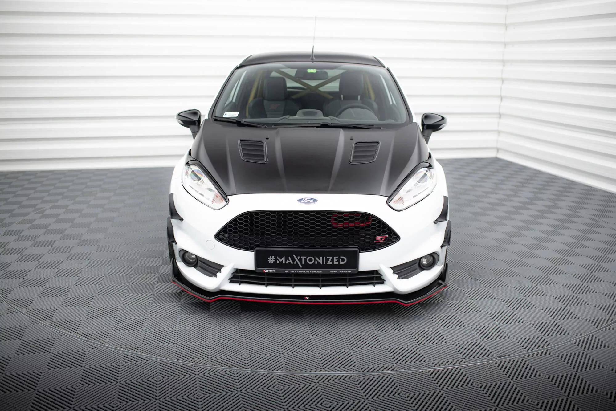 Front Ansatz V.5 Für Ford Fiesta ST Mk7 Facelift Schwarz Hochglanz
