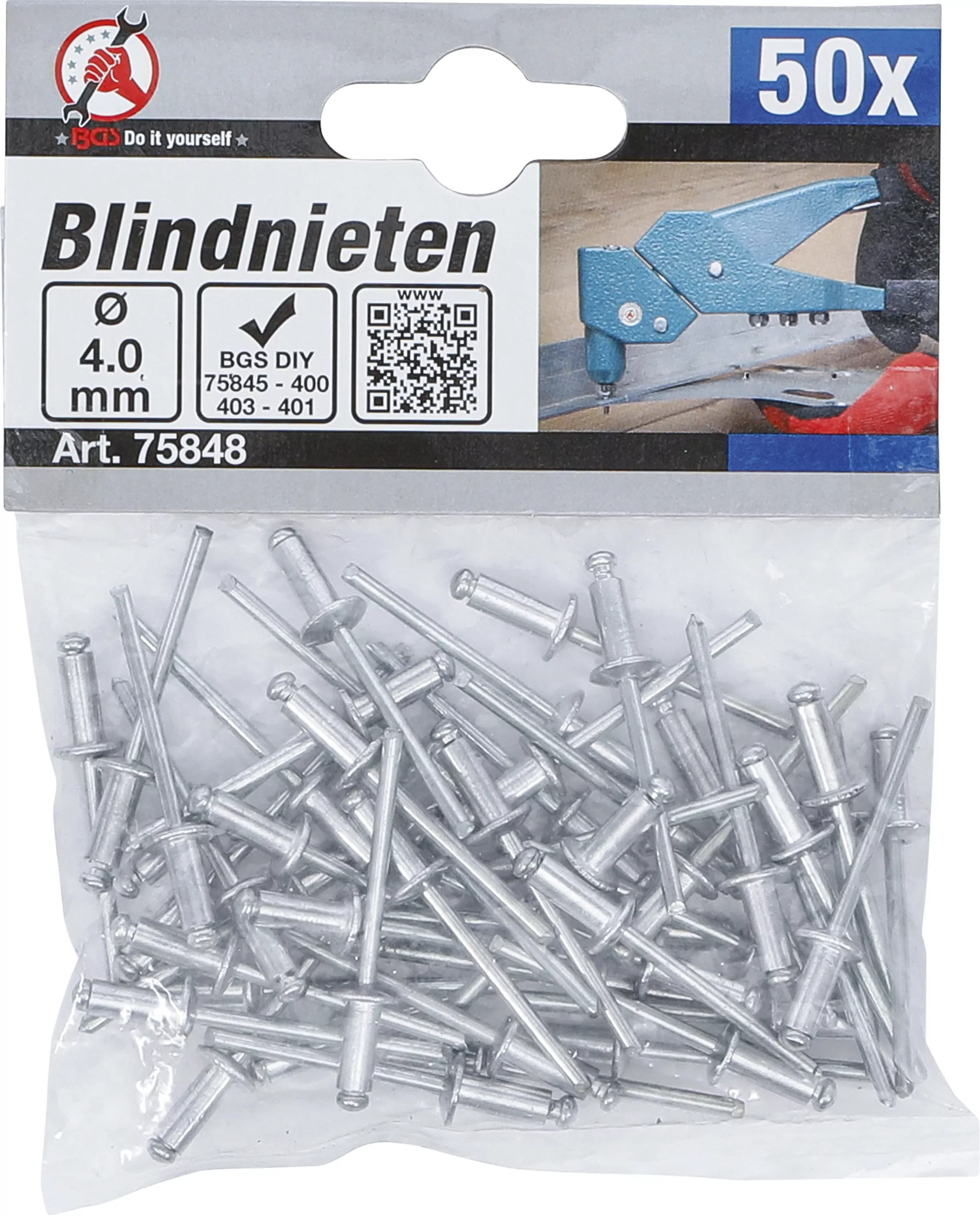 Blindnieten-Sortiment | Ø 4,0 mm | 50-tlg.