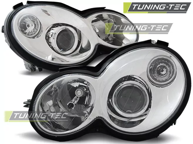 Headlights Chrome Fits Mercedes Cl203 C-Klasse 00-04