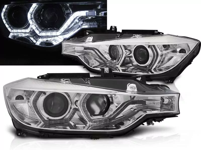 Headlights Angel Eyes Led Drl Chrome Fits Bmw F30/f31 Lci 15-18