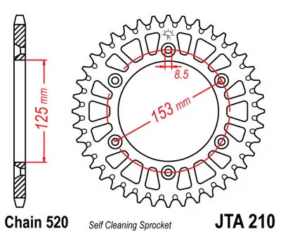 Kettenrad ALU 44Z  |  520 SI Innen Ø 125 Lochkreis 153