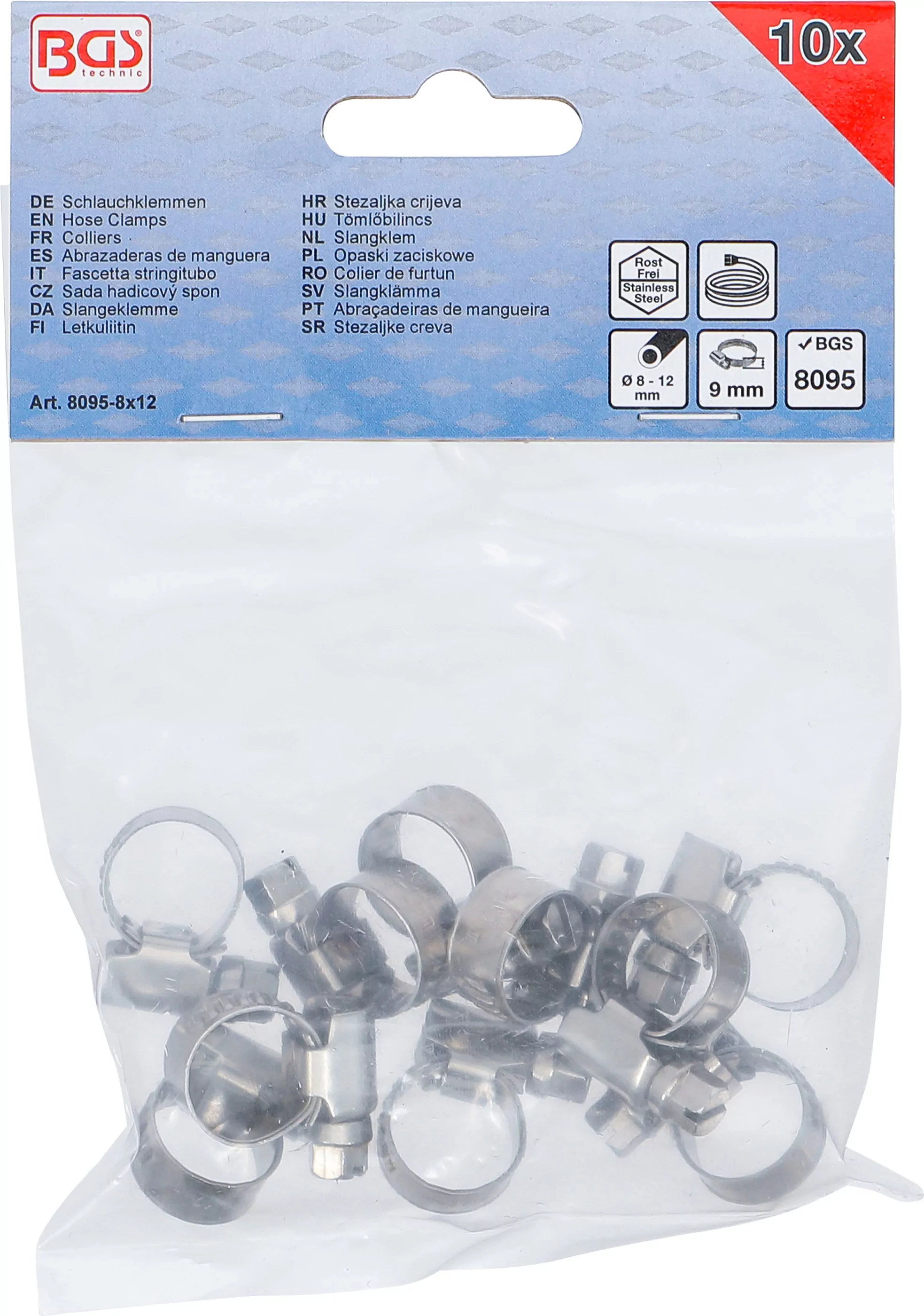 Schlauchklemmen | rostfrei | 8 x 12 mm | 10-tlg.