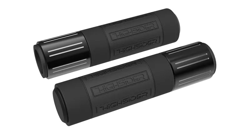 HIGHSIDER Conero Handlebar Grip Rubber, 7/8" (22,2 mm), 132 mm, Black Glossy With polished bevels