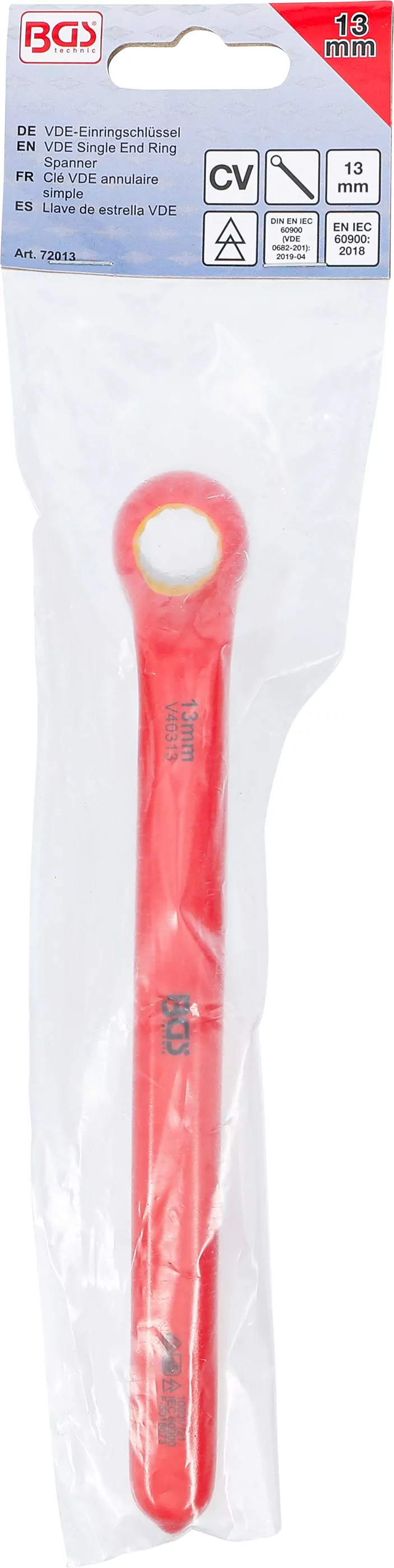 VDE-Einringschlüssel | tief gekröpft | SW 13 mm