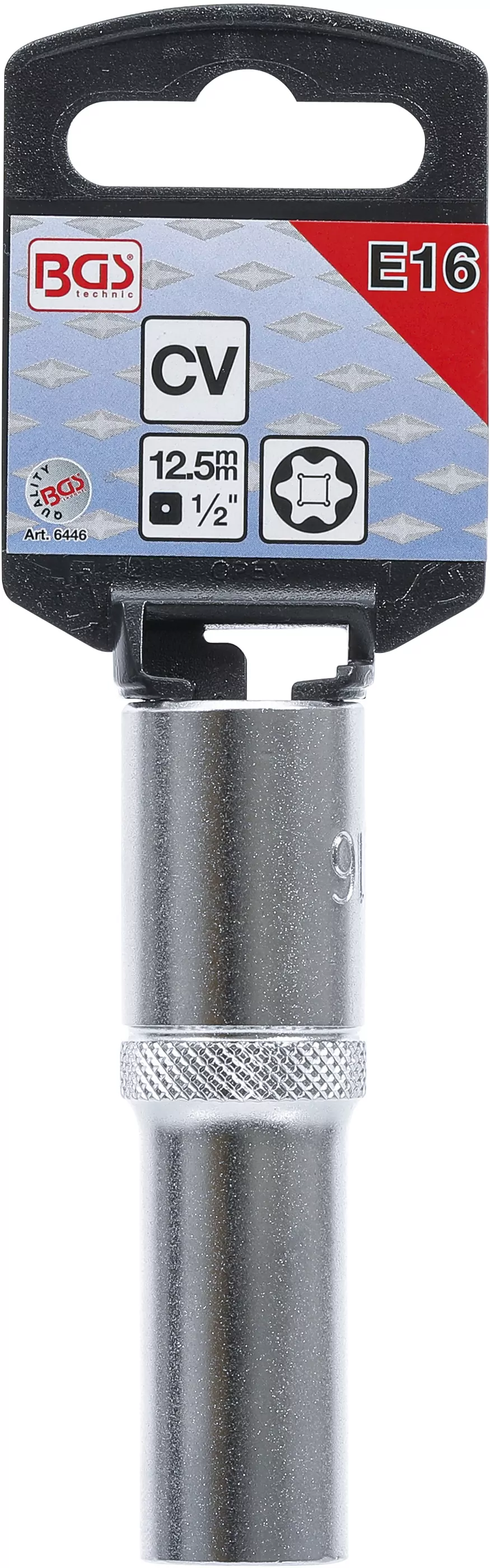 Steckschlüssel-Einsatz E-Profil, tief | Antrieb Innenvierkant 12,5 mm (1/2") | SW E16