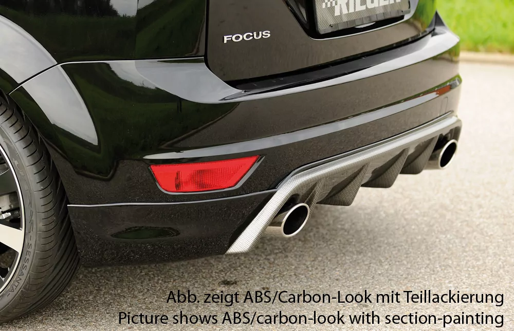 Rieger Heckschürzenansatz für Ford Focus 2 - 3-tür. 02.08-01.11 (ab Facelift) carbon optik