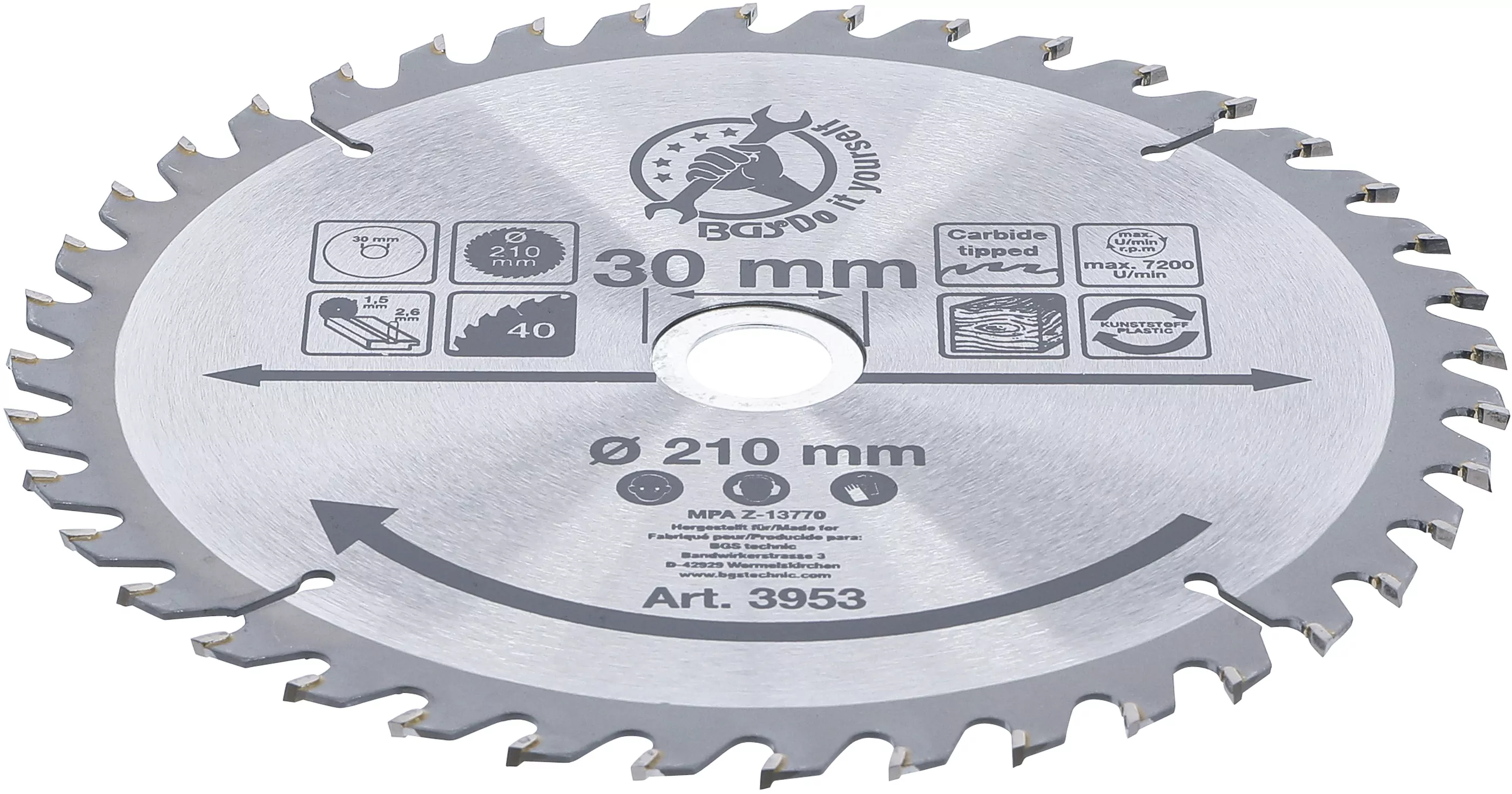 Hartmetall-Kreissägeblatt | Ø 210 x 30 x 2,6 mm | 40 Zähne