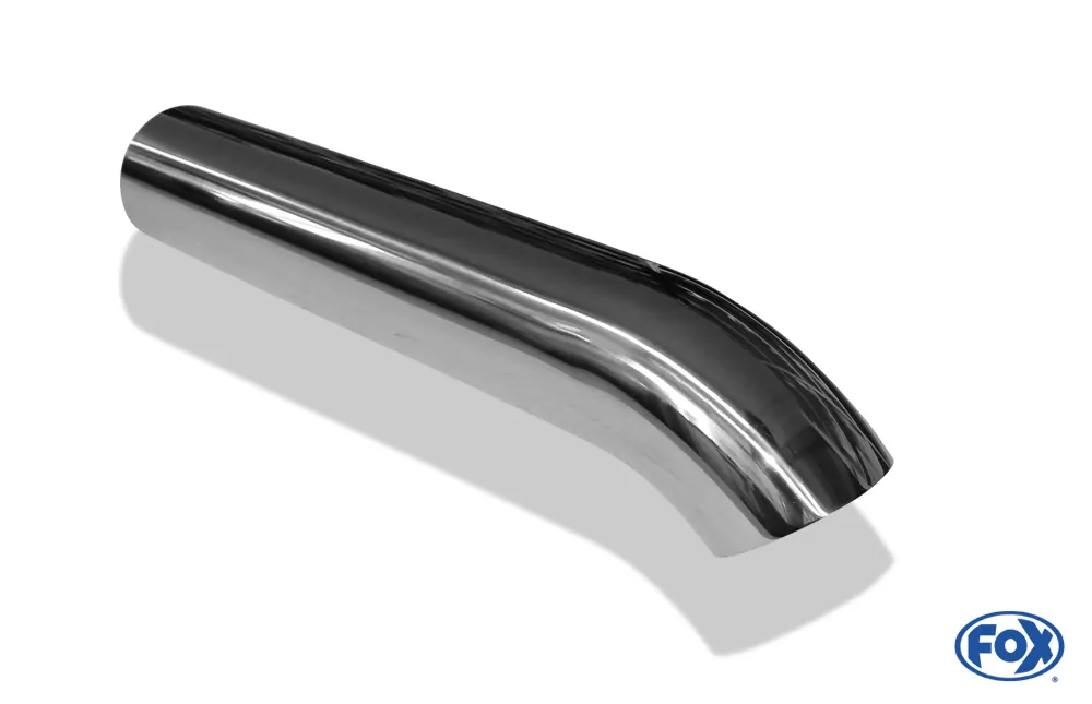 Anschweißendrohr Typ 28  Ø 76mm / Länge: 250 mm / uneingerollt / 45° nach unten gebogen