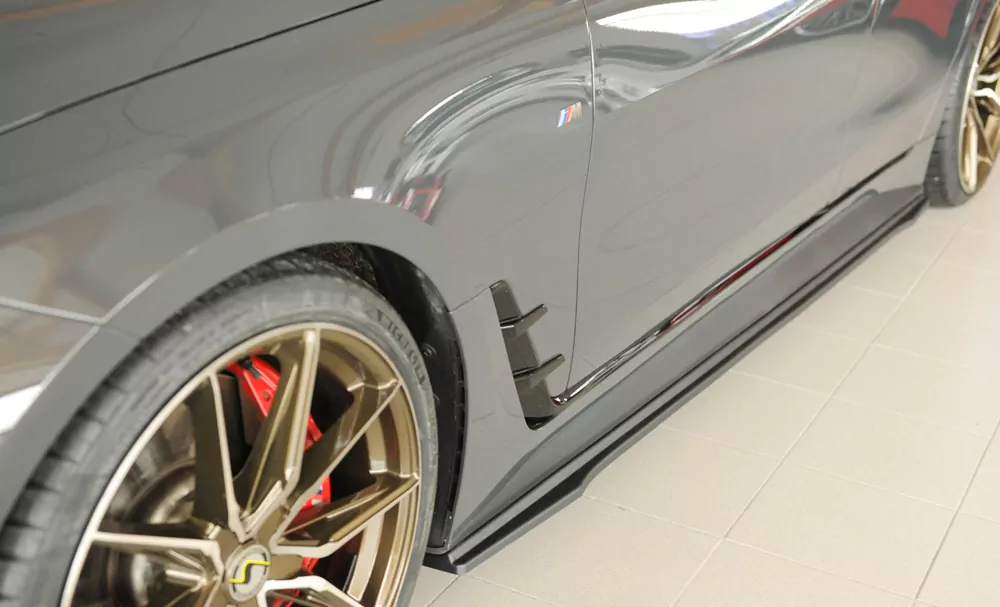Rieger Seitenschweller links ansatz matt schwarz für BMW i4 M G26  (G4C) Gran Coupé (5-tür.) 11.21-