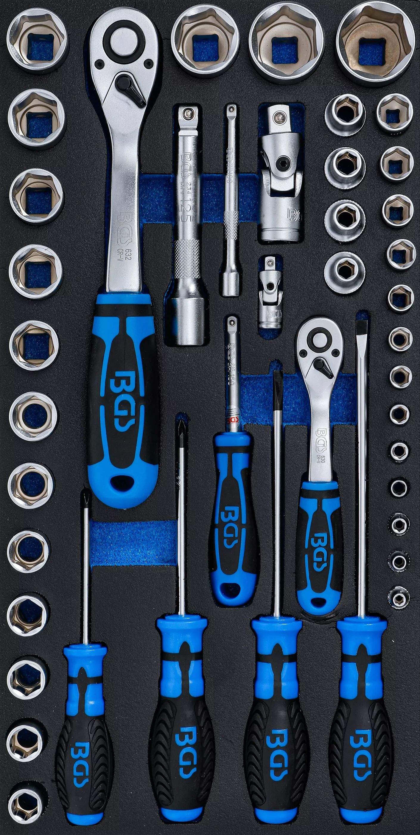 Werkstattwageneinlage für Art. 2002 | Steckschlüssel-Satz und Schraubendreher | 43-tlg.