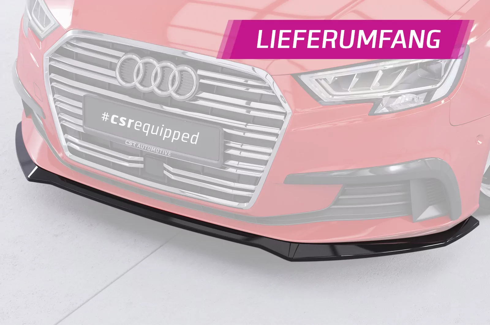 Cup-Spoilerlippe mit ABE für Audi A3 8V CSL857 Schwarz Strukturiert