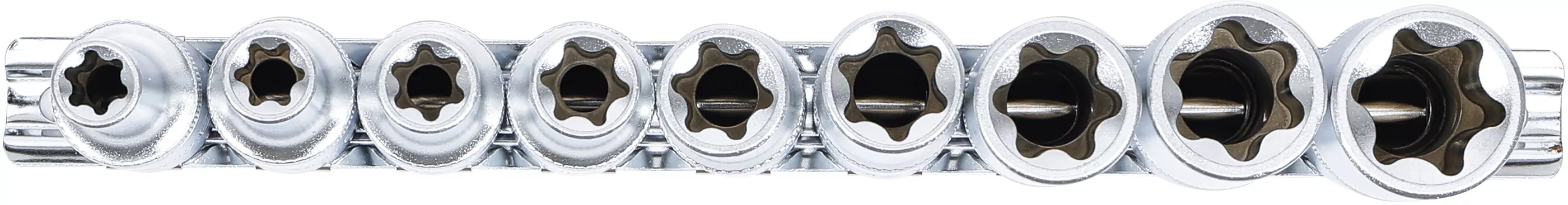 Steckschlüssel-Einsatz-Satz E-Profil, tief | Antrieb Innenvierkant 12,5 mm (1/2") | SW E10 - E24 | 9-tlg.