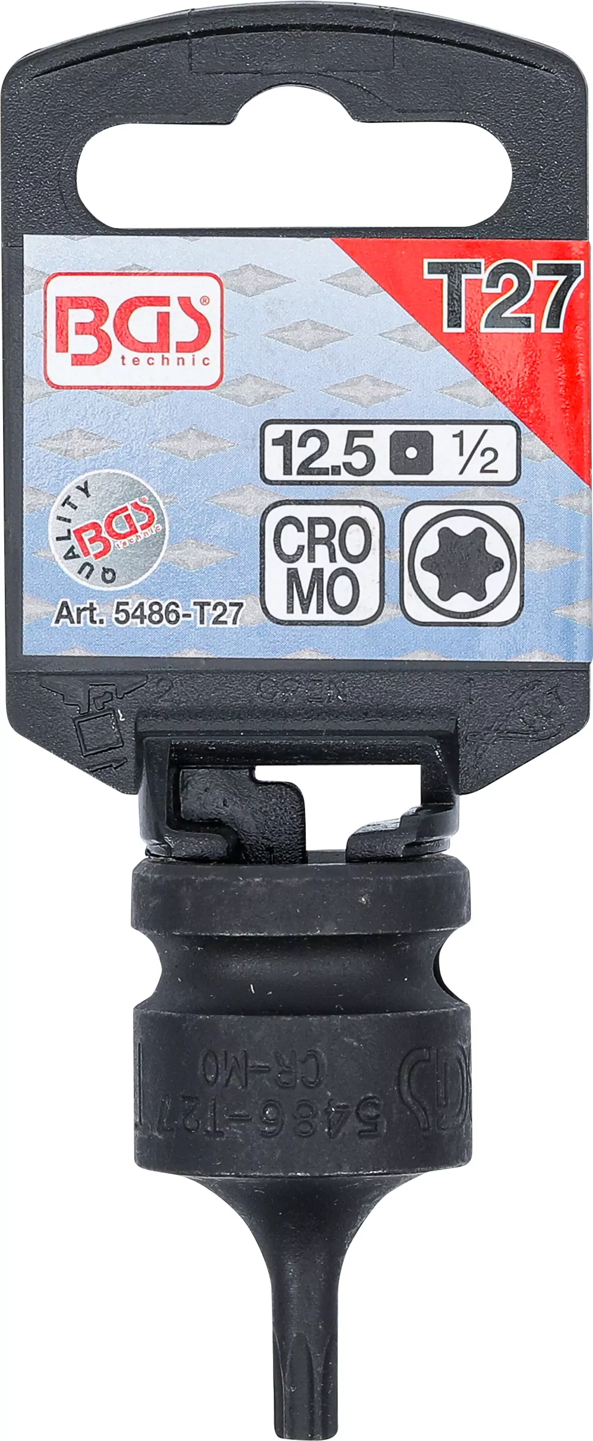 Kraft-Bit-Einsatz | Länge 42 mm | Antrieb Innenvierkant 12,5 mm (1/2") | T-Profil (für Torx) T27