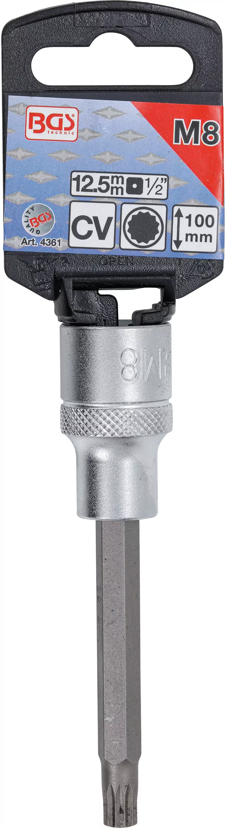 Bit-Einsatz | Länge 100 mm | Antrieb Innenvierkant 12,5 mm (1/2") | Innenvielzahn (für XZN) M8