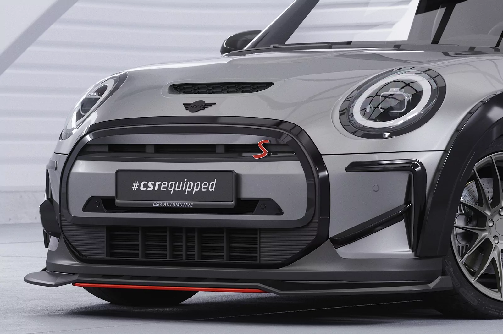 Cup-Spoilerlippe mit ABE für Mini F56 Cooper SE CSL775 Schwarz Strukturiert
