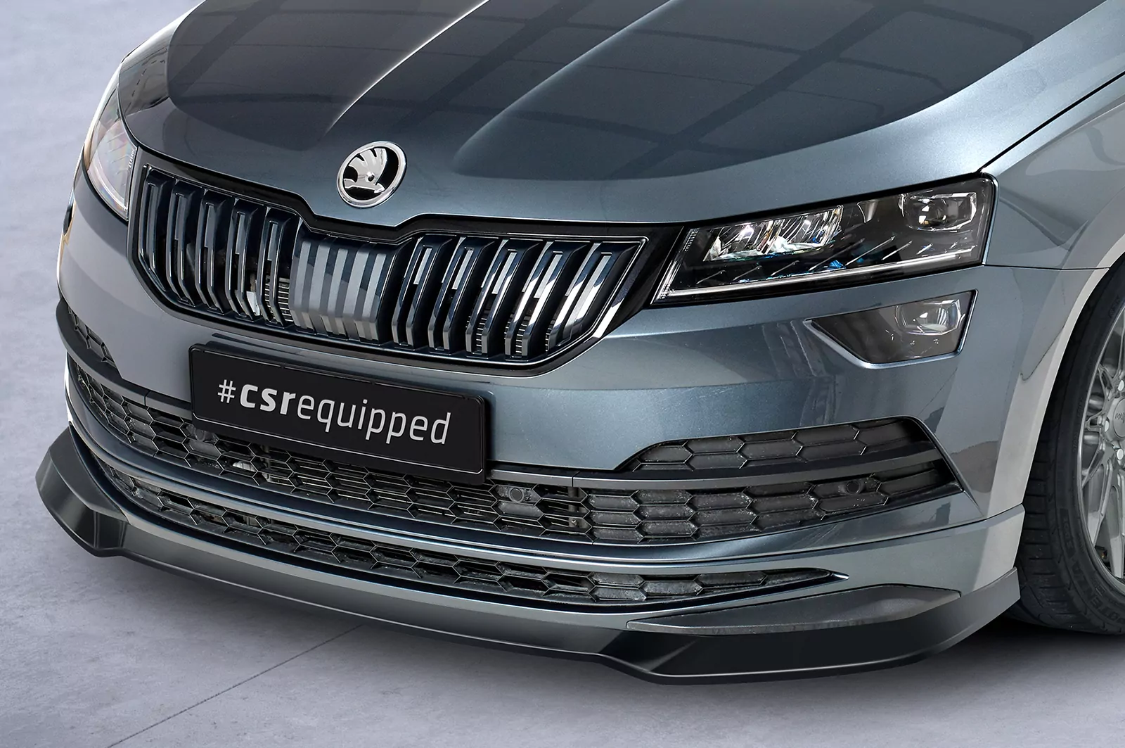 Cup-Spoilerlippe mit ABE für Skoda Karoq SportLine CSL583 Schwarz Strukturiert