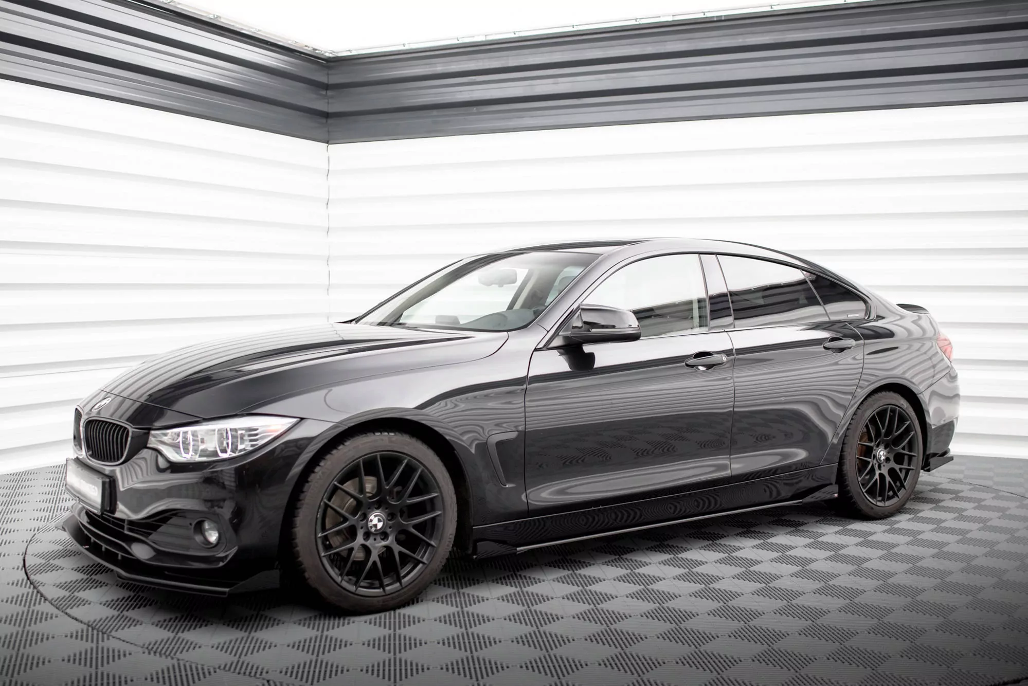 Street Pro Seitenschweller Ansatz Für + Flaps BMW 4er Gran Coupe F36 Schwarz Hochglanz