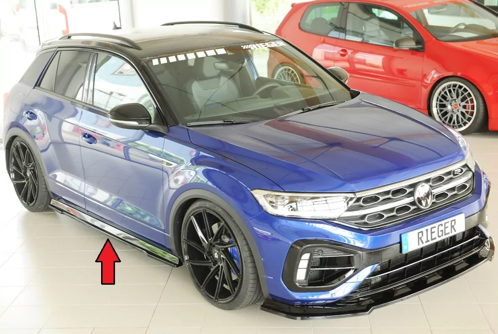 Rieger Seitenschweller rechts ansatz glanz schwarz für VW T-Roc R (A1) 5-tür. 01.22- (ab Facelift)