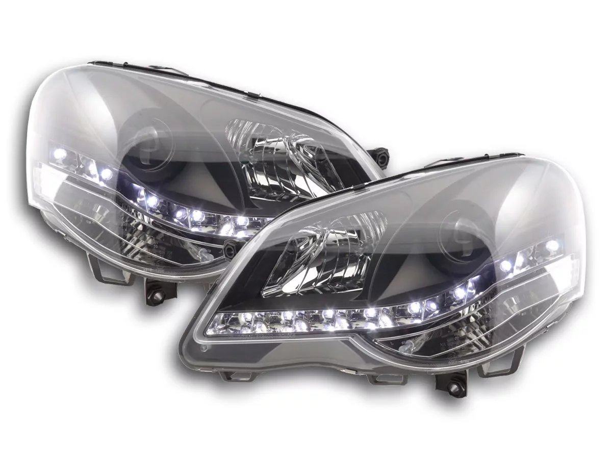 Scheinwerfer Set Daylight LED TFL-Optik VW Polo Typ 9N3 Bj. 05-09 schwarz für Rechtslenker
