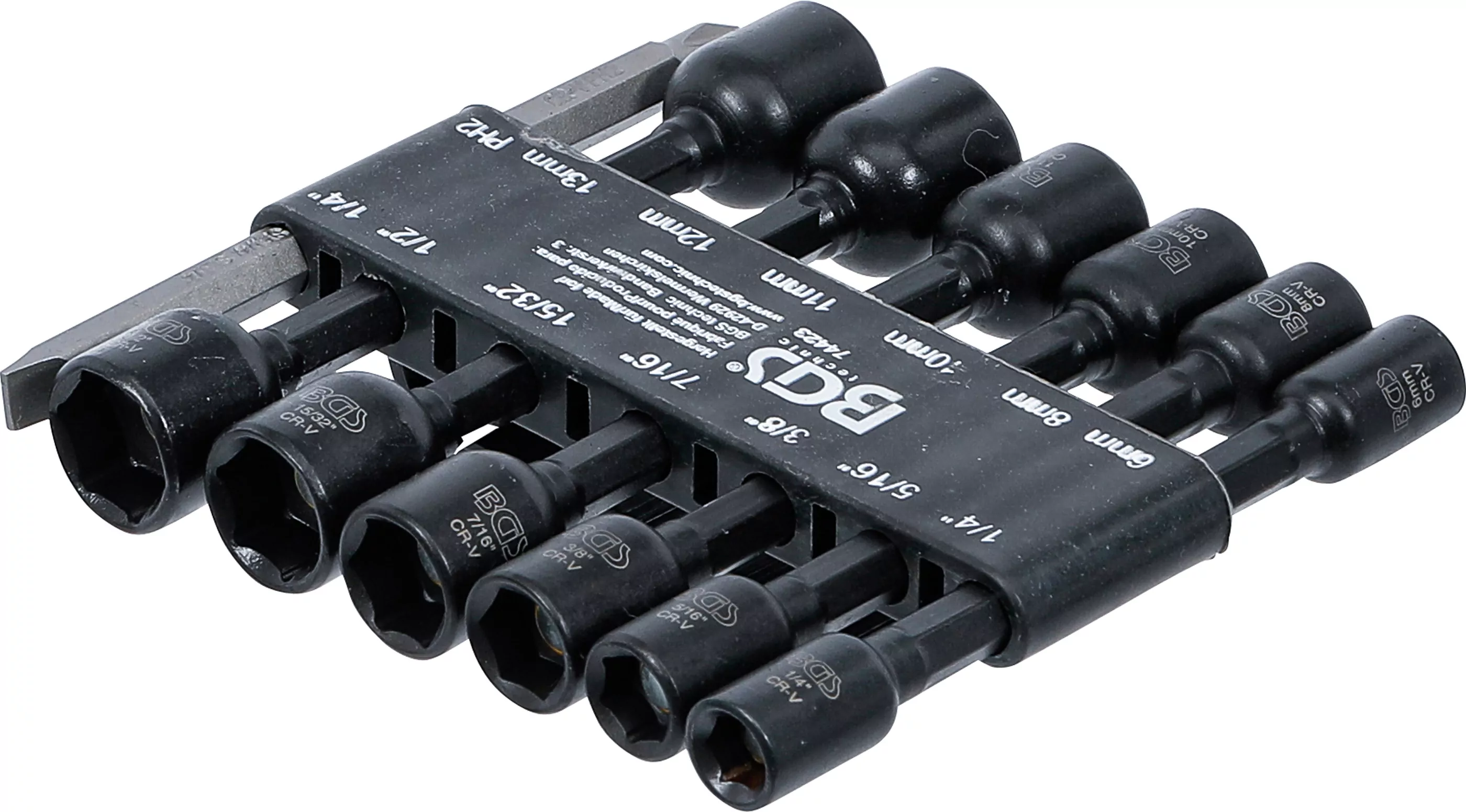 Steckschlüssel-Einsatz-Satz Sechskant | Antrieb Außensechskant 6,3 mm (1/4") | für Bohrmaschinen | SW 1/4 - 1/2", 6 - 13 mm | 14-tlg.