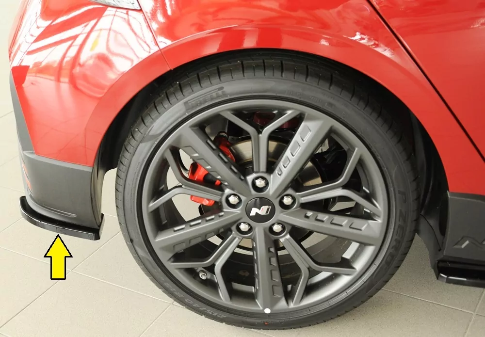 Rieger Heckschürzenansatz seitlich rechts glanz schwarz für Hyundai i20 N  (BC3) 5-tür. (Schrägheck) 04.21-