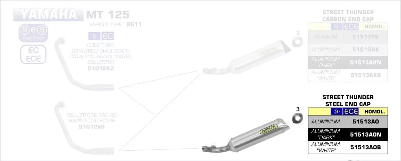 Arrow Street Thunder Aluminium Schwarz Yamaha MT 125 (RE11) ´14/19