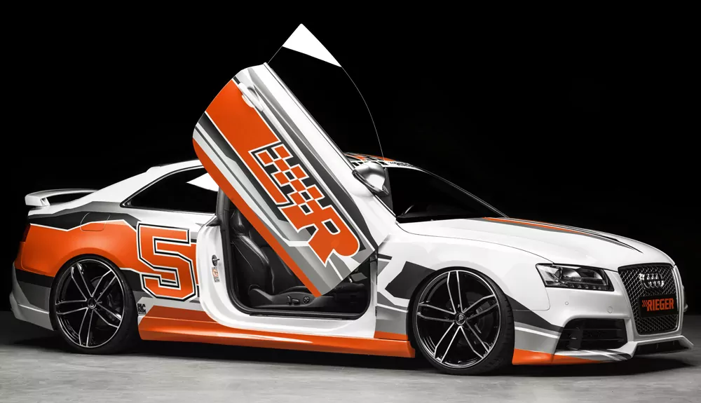 Rieger Spoilerstoßstange für Audi A5 (B8/B81) - Cabrio 06.07-07.11 (bis Facelift) carbon optik